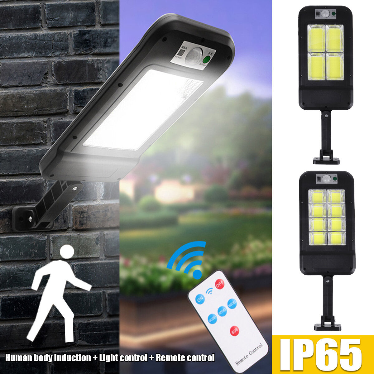 160COB Light Rechargeable Solar Power Street Light Solar Panel Lamp