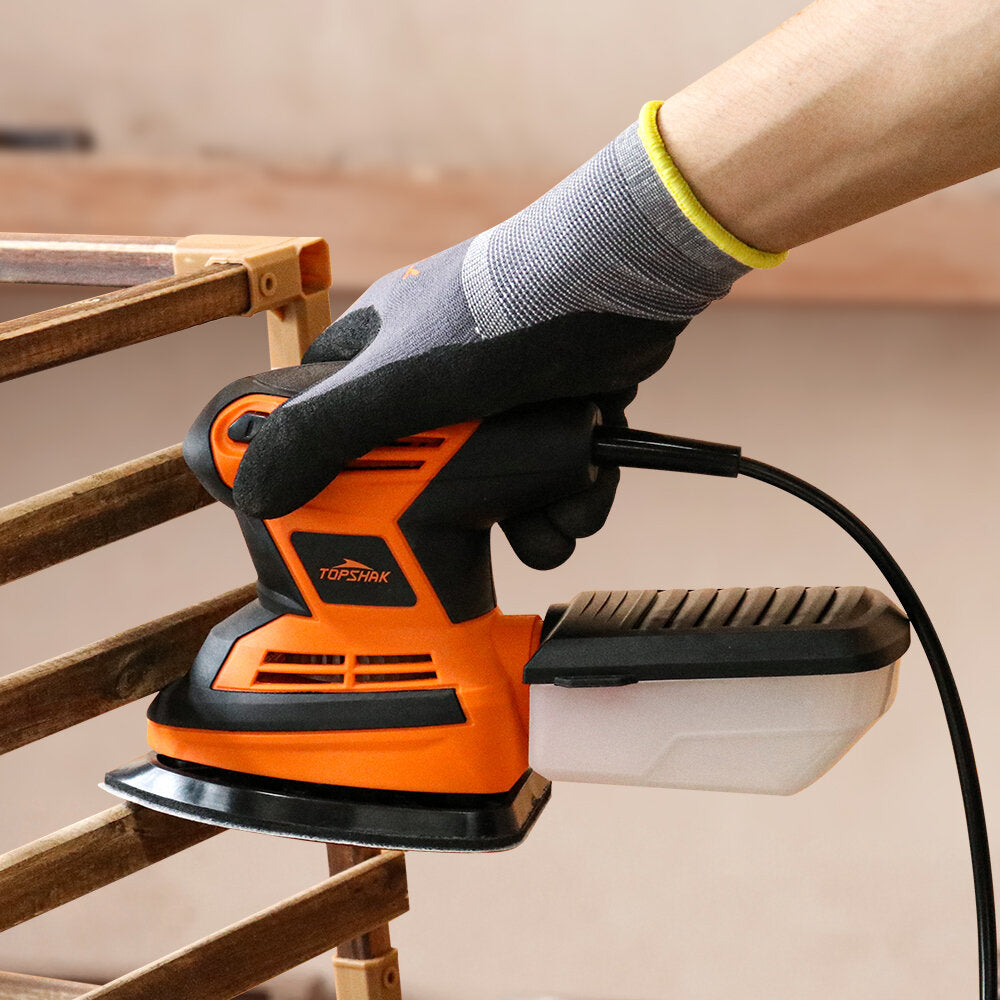 200W Mouse Detail Sander Small Sander with 12Pcs Sandpapers Dust Collection Box Hand Sander
