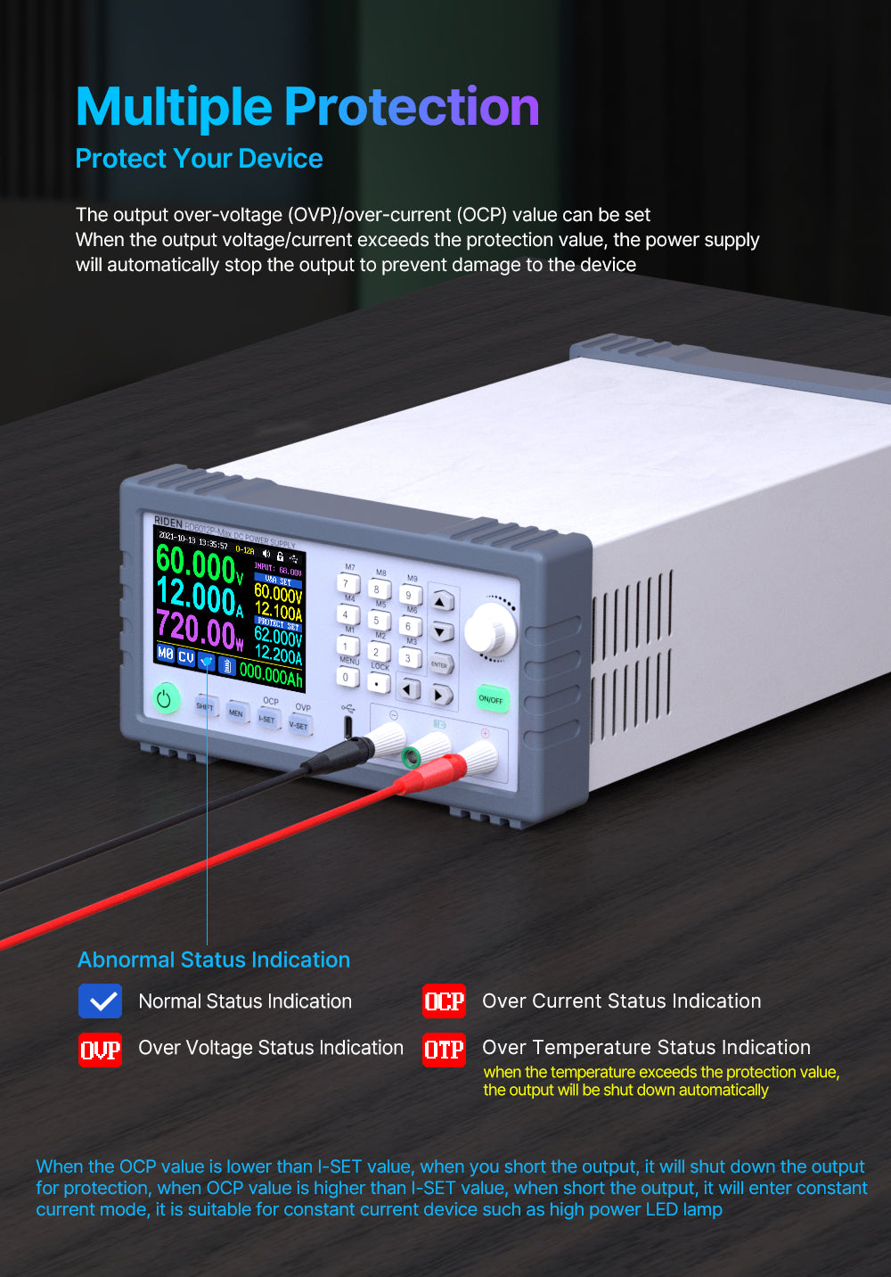 720W 60V 12A Completed Set 5 Digit AC to DC Laptop Mobile Phone Repair Regulated Power Supply