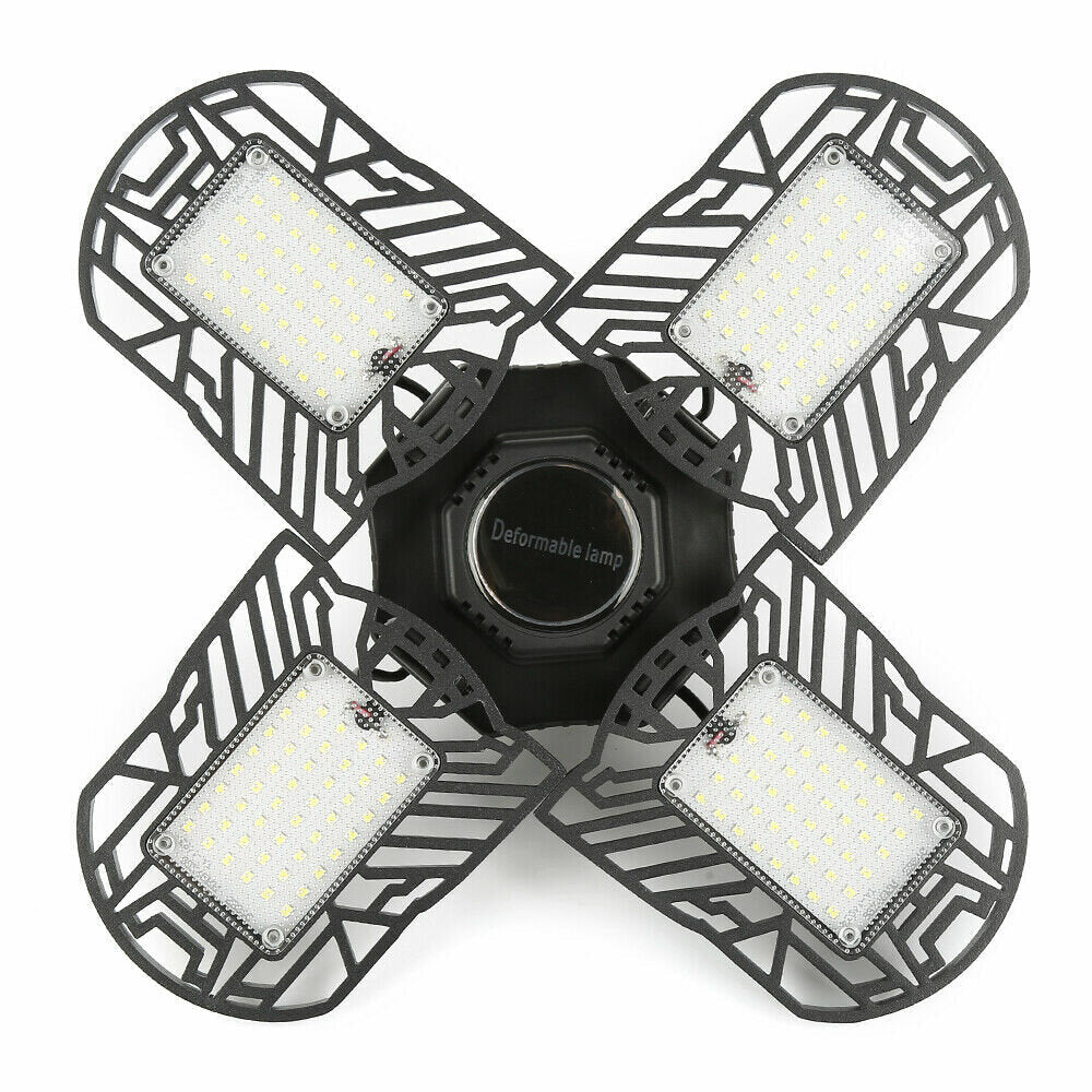 100W E27 LED Garage Light Bulb Deformable Foldable 4-Leaves Workshop Ceiling Lamp AC85-265V