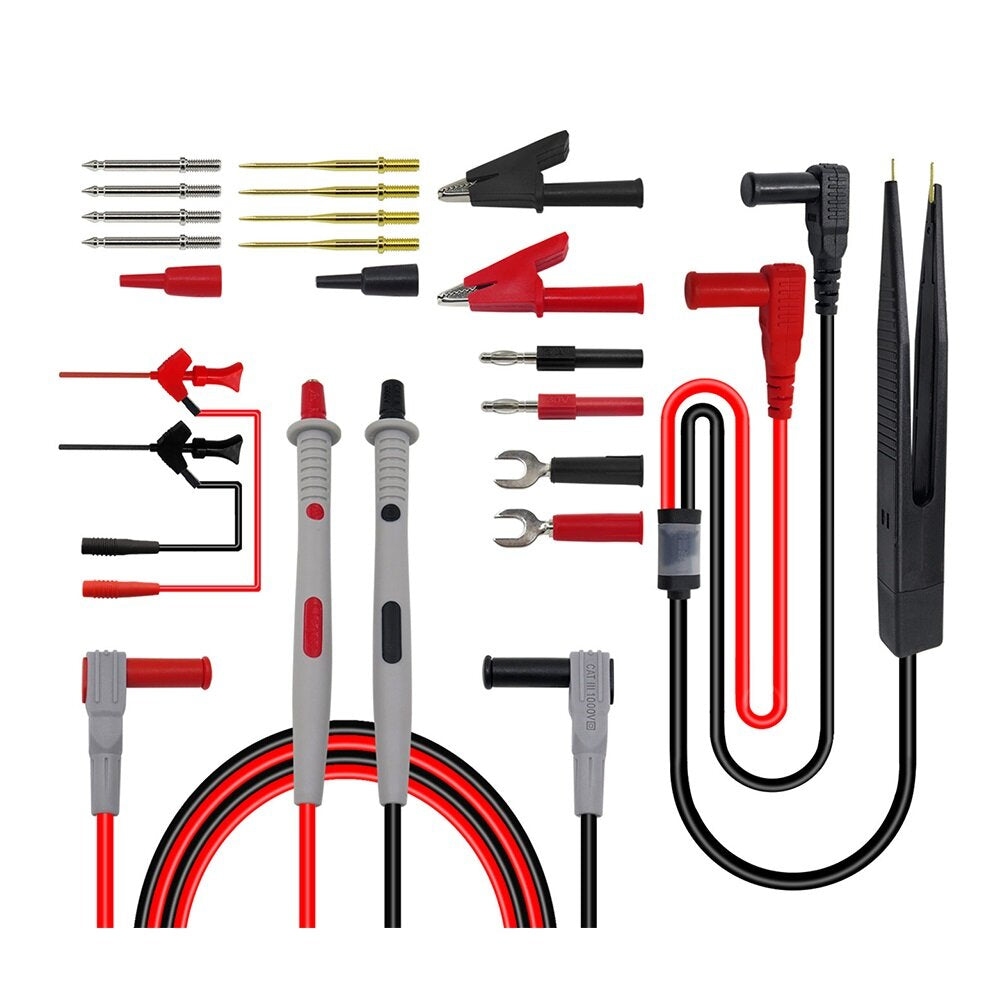 Multi-meter Test Probe Test Leads Kit with Tweezers To Banana Plug Cable Replaceable Needles Digital Multimeter Feeler