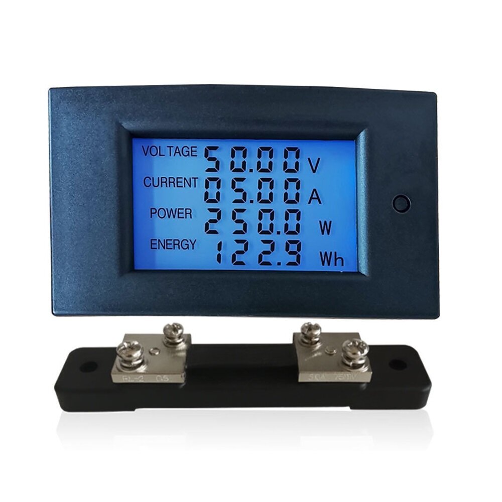 Voltmeter Ammeter 100V 50A Power Meter Electric Energy Meter Voltage Alarm with Shunt LCD Display Screen Circuit Monitor
