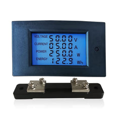 Voltmeter Ammeter 100V 50A Power Meter Electric Energy Meter Voltage Alarm with Shunt LCD Display Screen Circuit Monitor