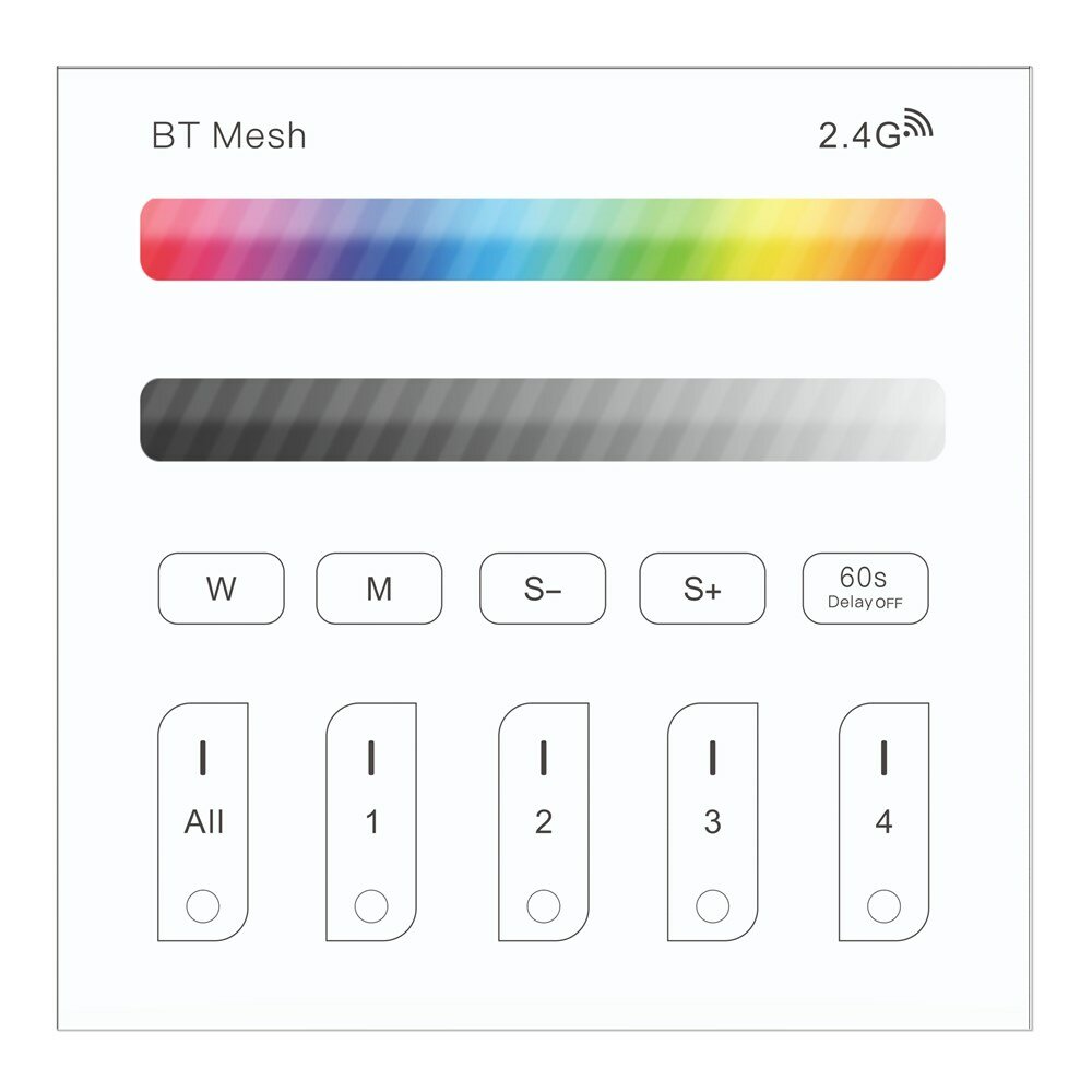 bluetooth Mesh RGBW Touch Remote Panel Dimmer Controller Work With Amazon Alexa Google Home AC100-240V
