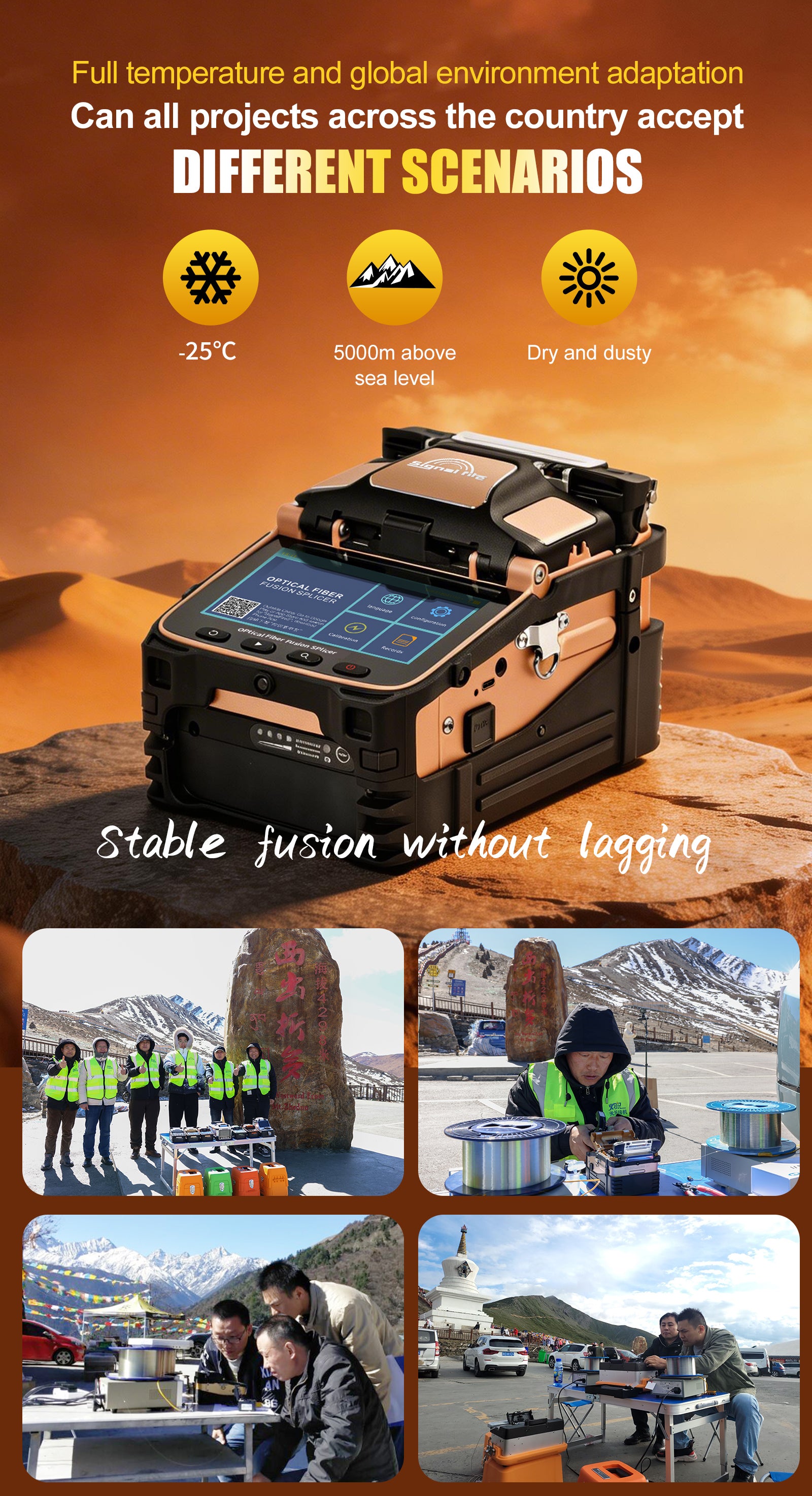 Optical Fiber Fusion Splicer 6 Motors Core Cladding Alignment 5 Inch Touchscreen 7800mAh Battery Bluetooth 4.2 Optical Power Meter VFL