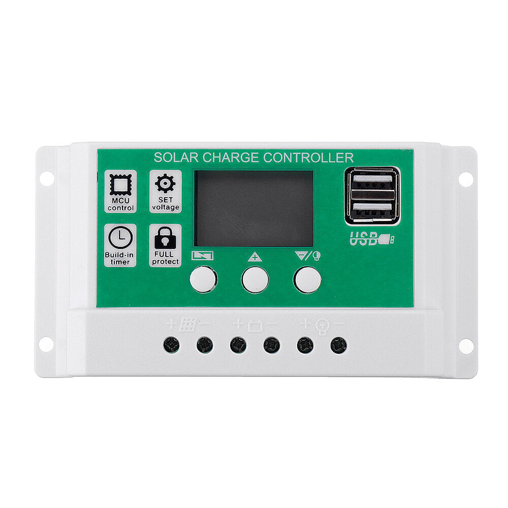 12V/24V 10A/20A/30A Dual USB Output Lithium Battery PWM Solar Controller LCD display Street Lamp Controller Build-in Industrial Micro Controller