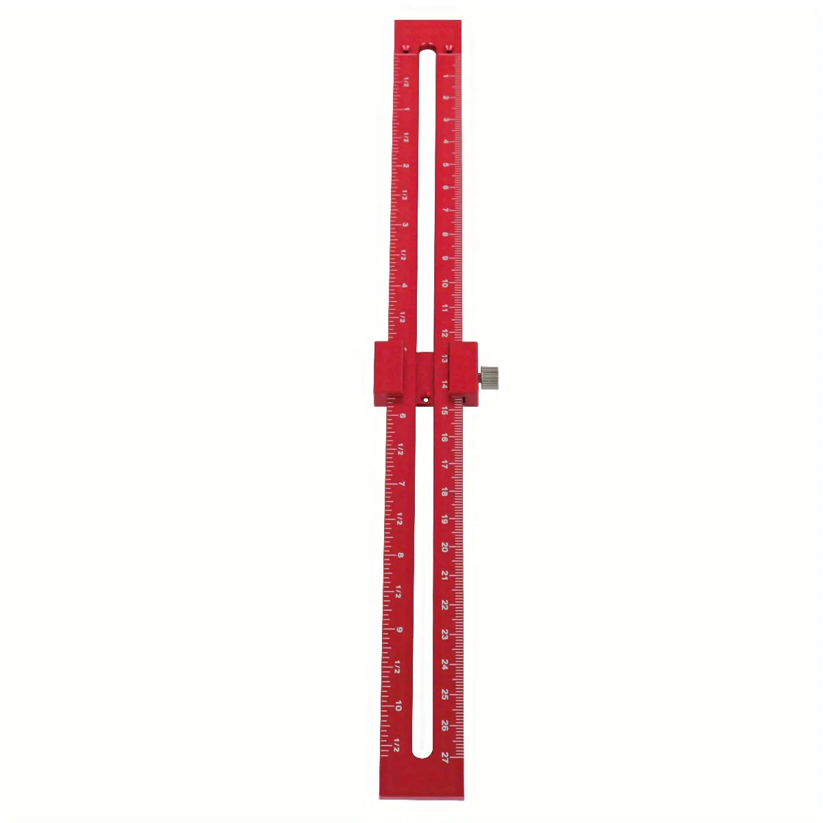 Woodworking Pocket Ruler with Positioning Needle & Compass, Dual Scale (Metric & Inch), Durable Aluminum Alloy, 300mm