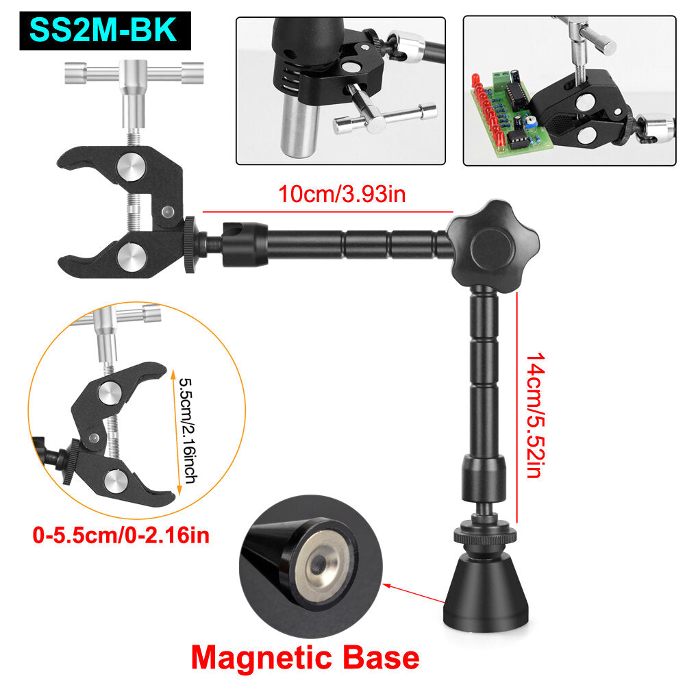 Magnetic Base Soldering Welding Third Hand PCB Holder with 3X LED Illuminated Magnifier Lamp Welding Tool Kit