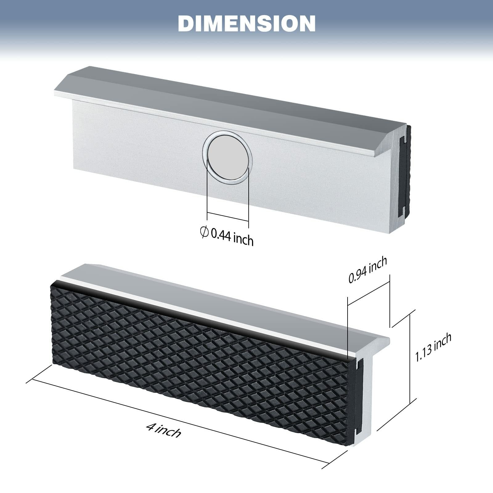 Magnetic Vise Jaws with Neodymium Magnets, Durable Aluminum, 4"-8" for Bench Vices, Mill Clamps, and Drill Presses