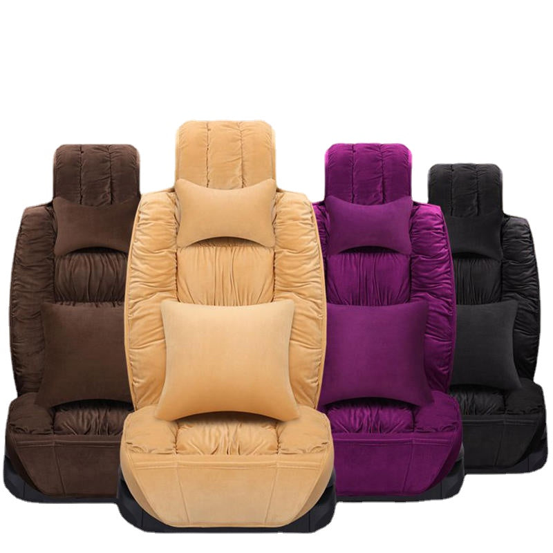 Car Seat Cover Breathable Warm Velvet Thickening Sponge Non-slip Cloth