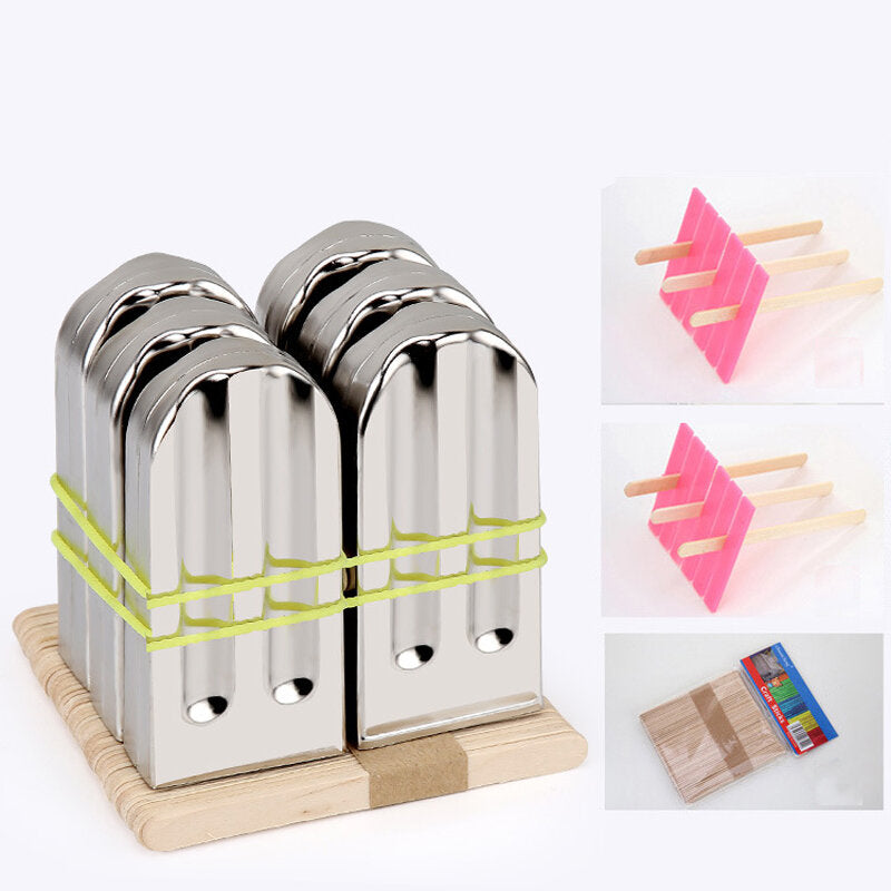 6 Pieces Set Stainless Steel Popsicle Mold Food Grade Ice Lolly Maker Summer Gifts