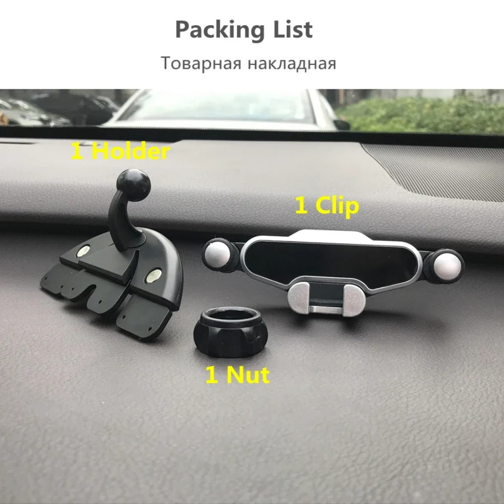 Universal CD Slot Gravity Car Holder - Premium ABS, One-Hand Operation, Super Strong, Silver, Fits All Mobile Phones