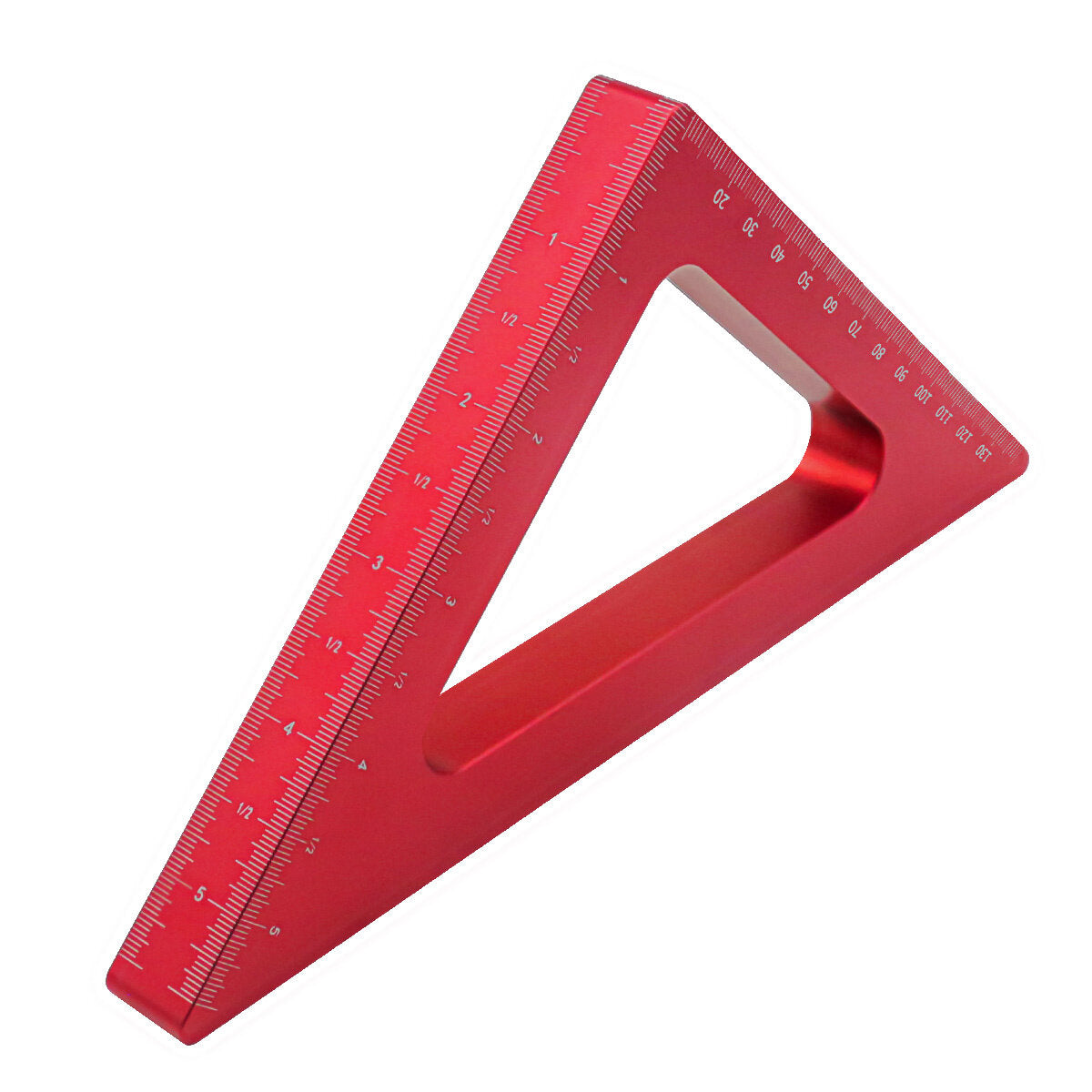 Aluminum Alloy Triangle Ruler - Laser-Engraved Scales, Compact & Portable, Anti-Rust, 45-Degree Angle, Red/Blue Options