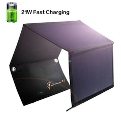 21W Foldable Solar Cells Charger Backpack Monocrystalline Solar Panel Charger with Dual USB Port for Phone Solar Battery
