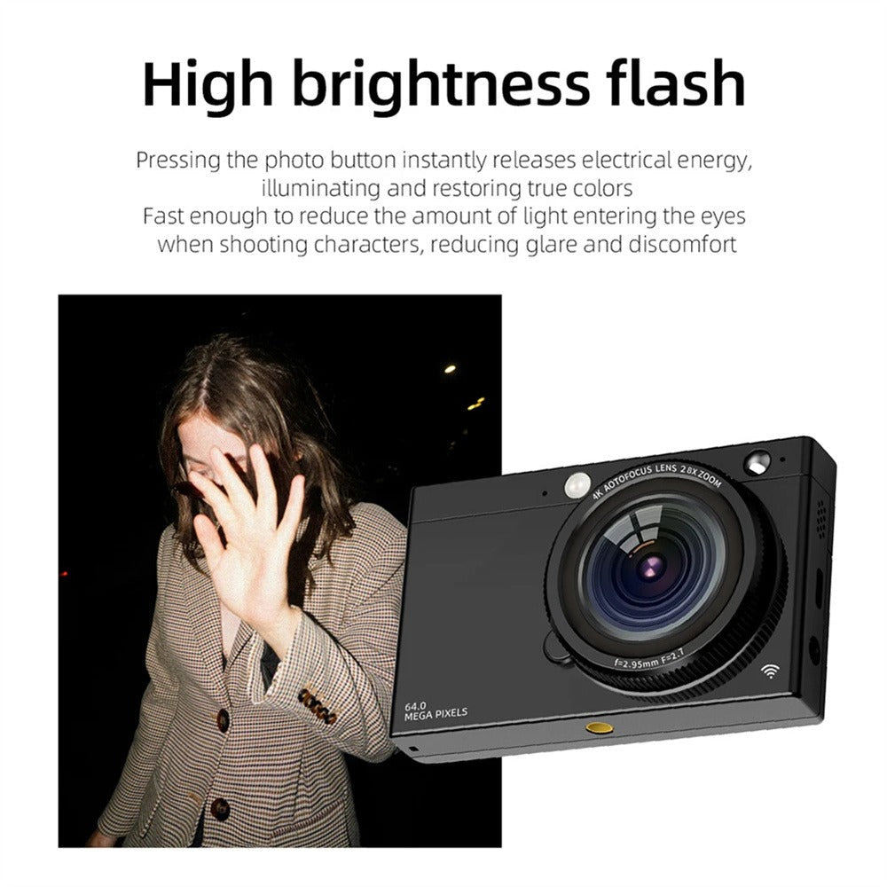 4K Digital Camera 2.83 Inch IPS Display Screen 28X Optical Zoom Portable Vlogging Camera for Beginner Photography HD Video Recording