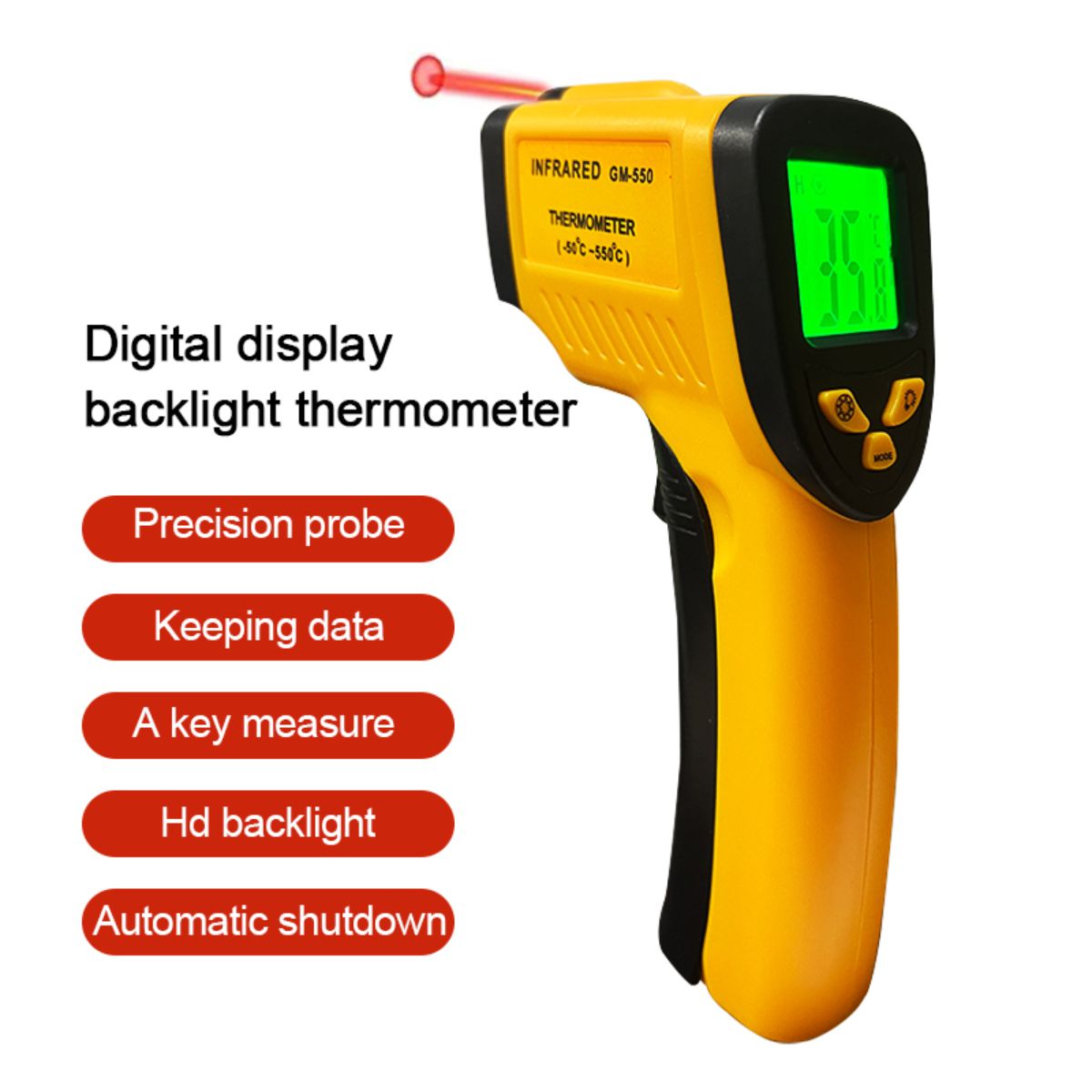 Industrial Laser Infrared Thermometer For Cooking Meat Temperature Test