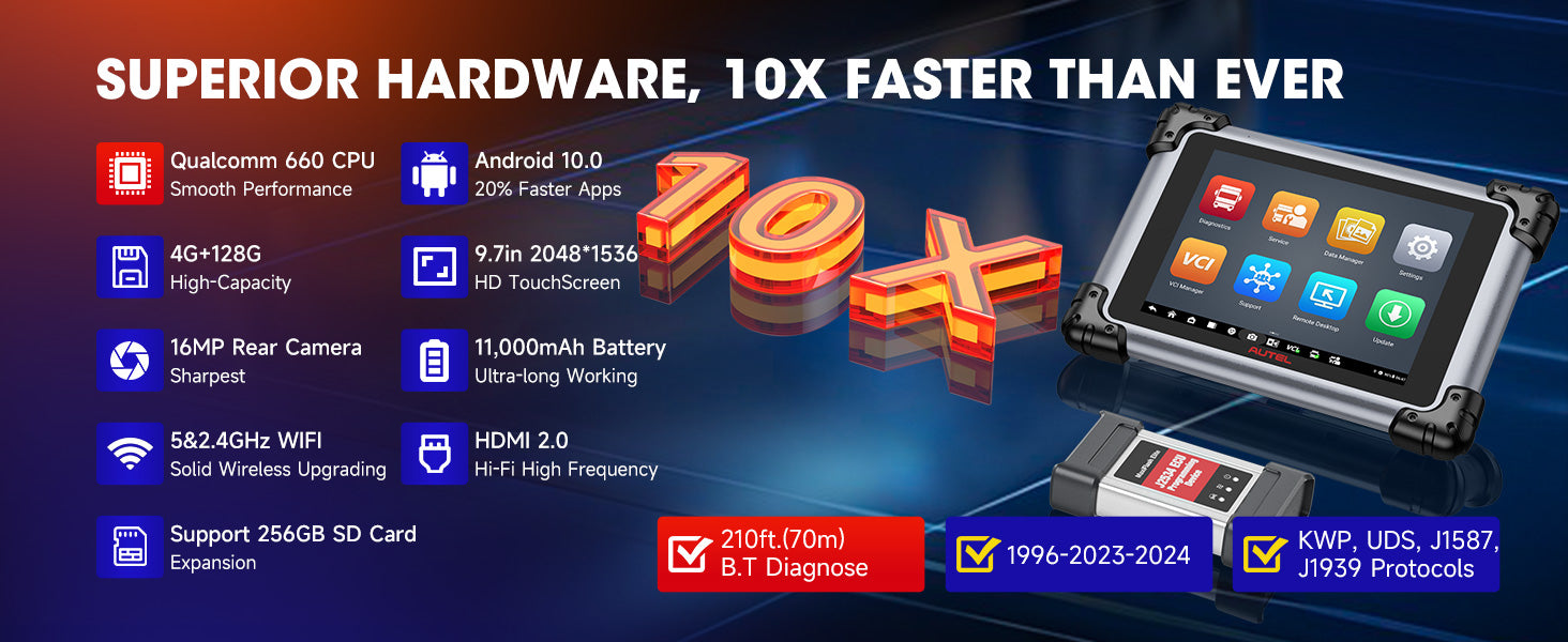 Diagnostic Tool Advanced ECU Coding J2534 ECU Programming Commercial Vehicle Diagnostics 3000+ Active Tests QCOM CPU Android 10 WiFi