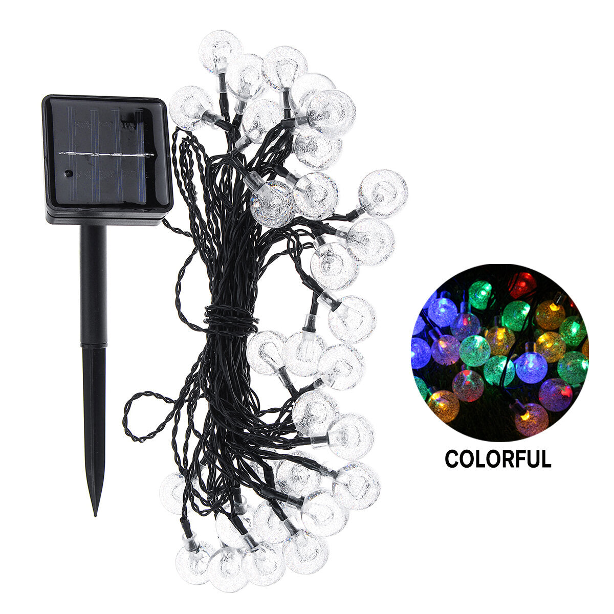 6m 30LED Waterproof Solar Light String Retro Crystal Ball Bulb String Decor Lamp