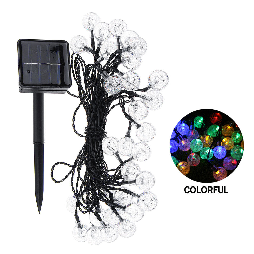 6m 30LED Waterproof Solar Light String Retro Crystal Ball Bulb String Decor Lamp