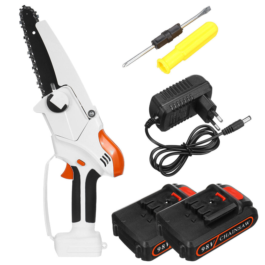 98VF 6Inch Cordless Electric Chain Saw Rechargeable Wood Cutter Woodworking Tool