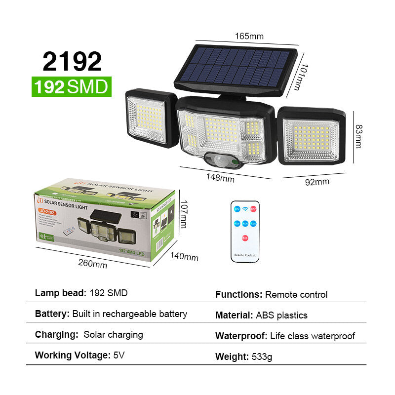 Solar Lights Outdoor LED/COB Wireless Motion Sensor Light Integrate/Separate Design Wide Angle with 3 Lighting Modes IP65 Waterproof Garden Solar Lamp