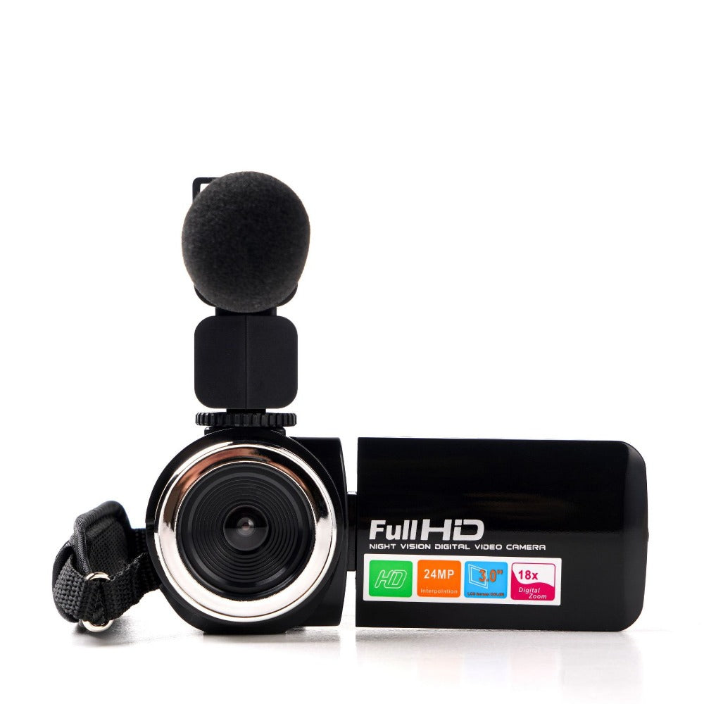 4K Full HD 1080P 24MP 18X Zoom 3 Inch LCD Digital Camcorder Video DV Camera 5.0MP CMOS Sensor for YouTube Vlogging