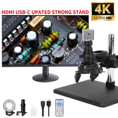Real 4K UHD 3D Microscope Camera 7- 200X Parfocal Lens Industrial Electronic Digital Microscope for Phone Repair PCB Soldering