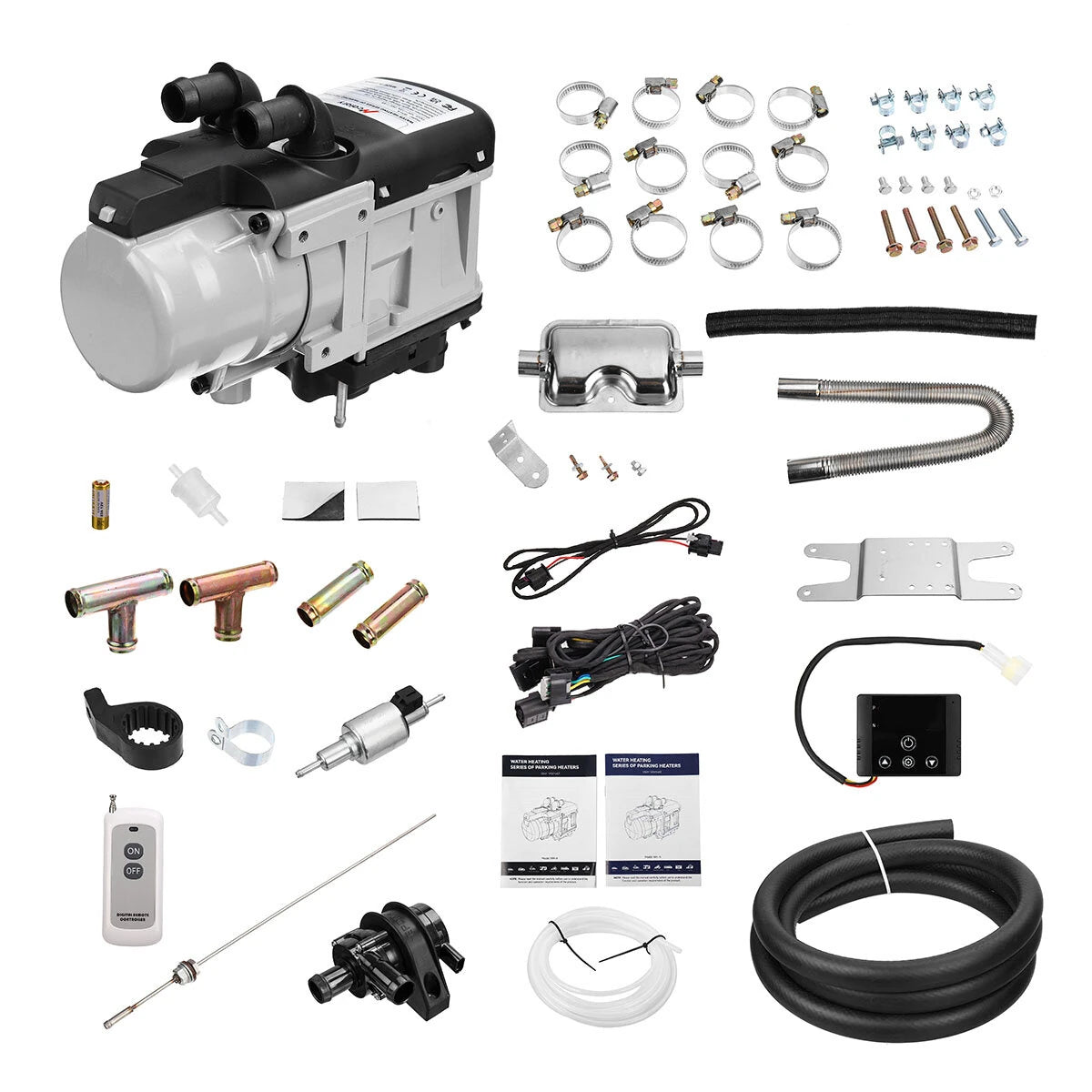 12V 6KW Water Plumbing Heater Remote Control LCD Monitor Gasoline Diesel Air Car Heater Universal for Truck SUV Bus RV Boats