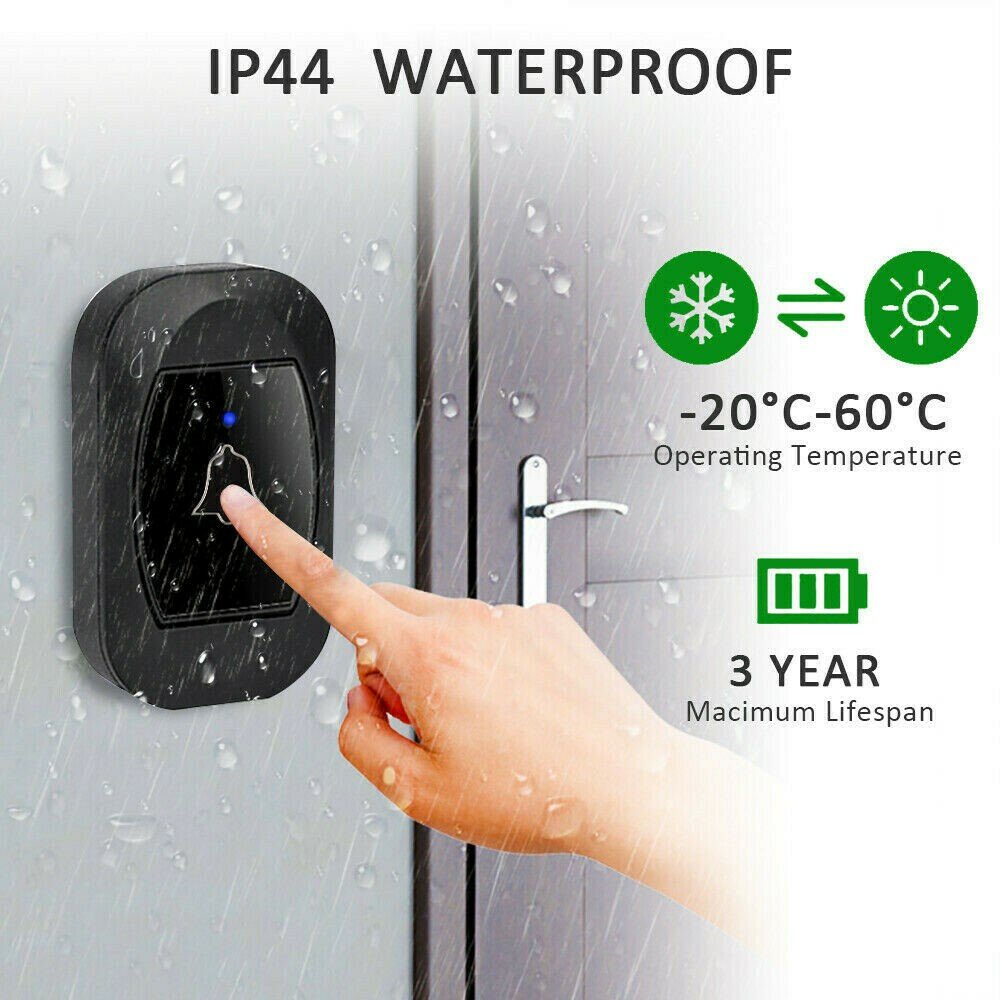 Wireless Doorbell Smart Household DoorBell With Time Display Volume Adjustable Mutil Use OfficeSelf-powered
