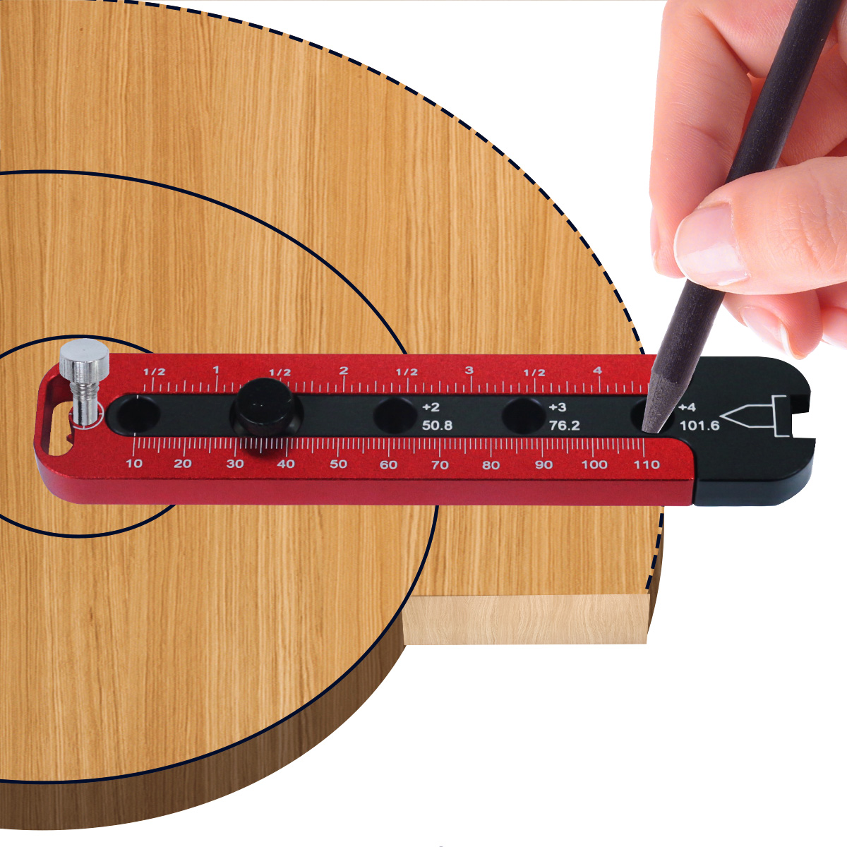 Carpentry Marking Ruler - Durable Aluminum Alloy, Metric & Imperial Measurements, Precision Woodworking Tool, 200x108mm