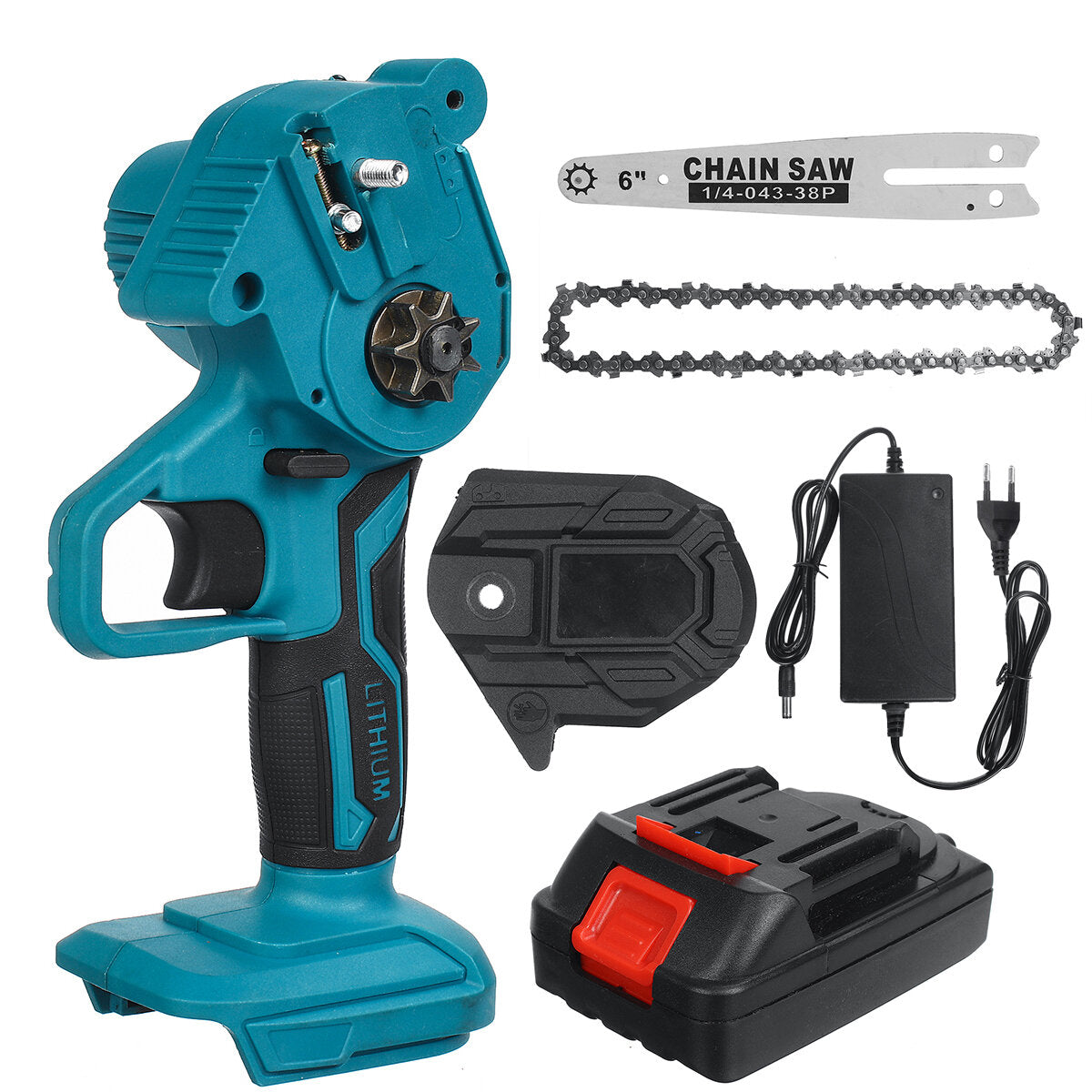 6 Inch Electric Chain Saw Portable Chainsaws Cutter Woodworking Tool W/ 1pc or 2pcs Battery