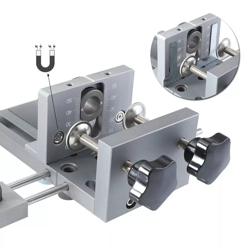 Aluminum Alloy Quick Doweling Jig with Magnetic Sheet, Adjustable Drill Guides for Woodworking DIY Projects