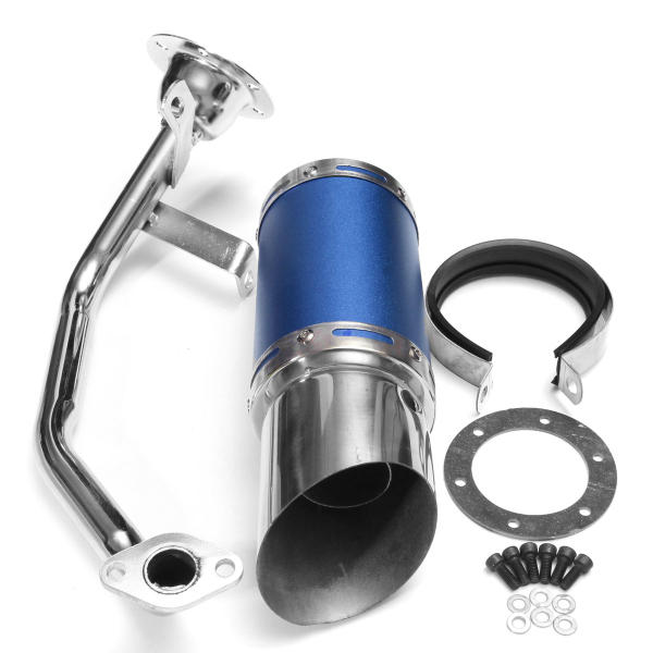50mm/2in Motorcycle Exhaust System Stainless Steel Short Carbon Fiber For GY6 150cc 4 Stroke Scooter