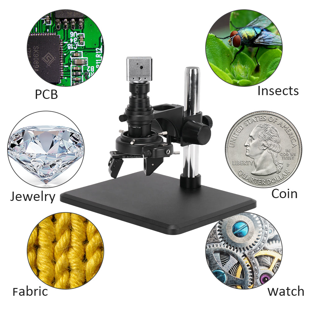 Real 4K UHD 3D Microscope Camera 7- 200X Parfocal Lens Industrial Electronic Digital Microscope for Phone Repair PCB Soldering