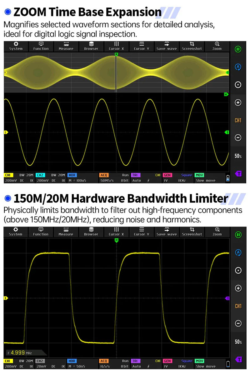 4-IN-1 350MHz 1GSPS Tablet Oscilloscope Signal Generator Spectrum Analyzer Frequency Response Analyzer