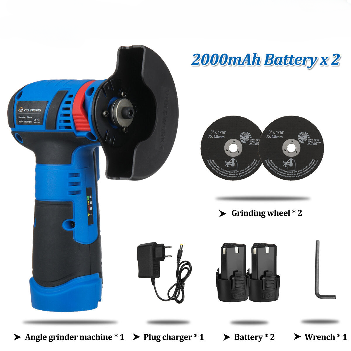 12V Mini Brushless Angle Grinder Cordless Polishing Grinding Machine Electric Power Cutter