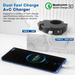 48W Waterproof USB-C Power Adapter for Motorcycles, ATVs - Dual Fast Charging Handlebar Mount Charger
