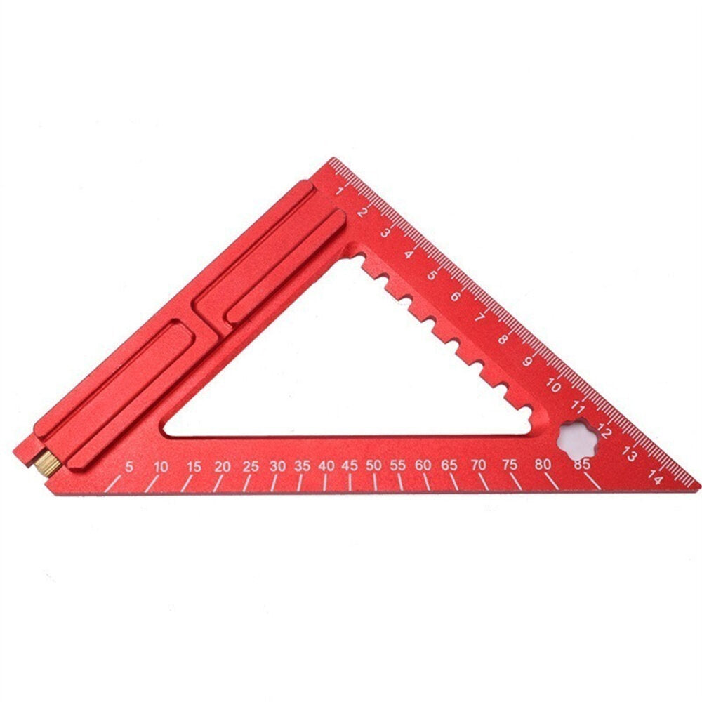 High Precision Aluminum Triangle Ruler 140mm/180mm, Double-Sided Scale, Needle Slider for Woodworking Projects