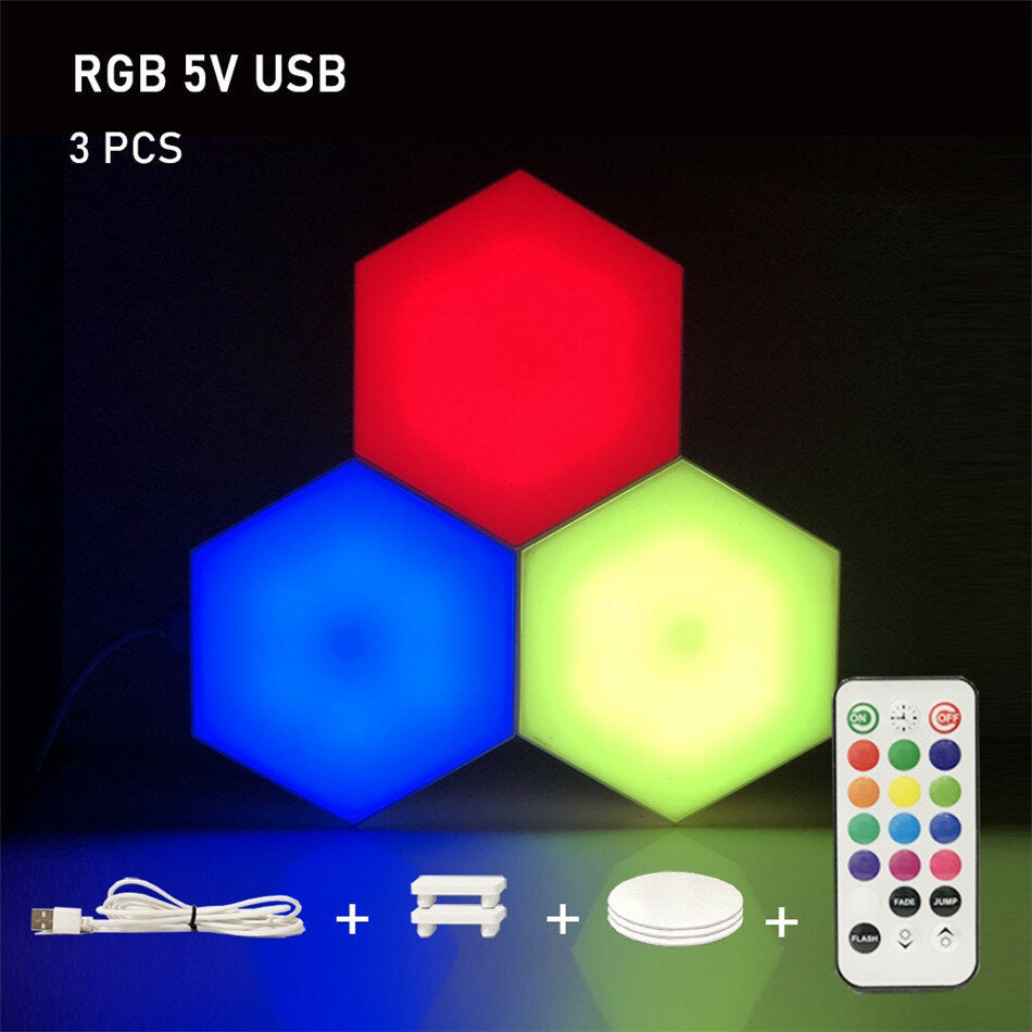 RGB LED Lamp Hexagon Light Touch Sensor RGBW LED Honeycomb Light Colorful Night Light USB with Remote
