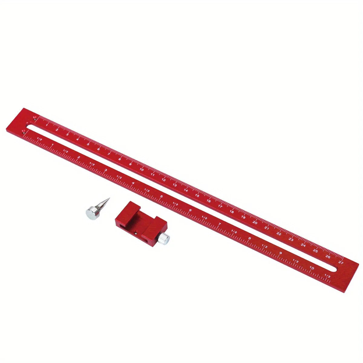 Woodworking Pocket Ruler with Positioning Needle & Compass, Dual Scale (Metric & Inch), Durable Aluminum Alloy, 300mm