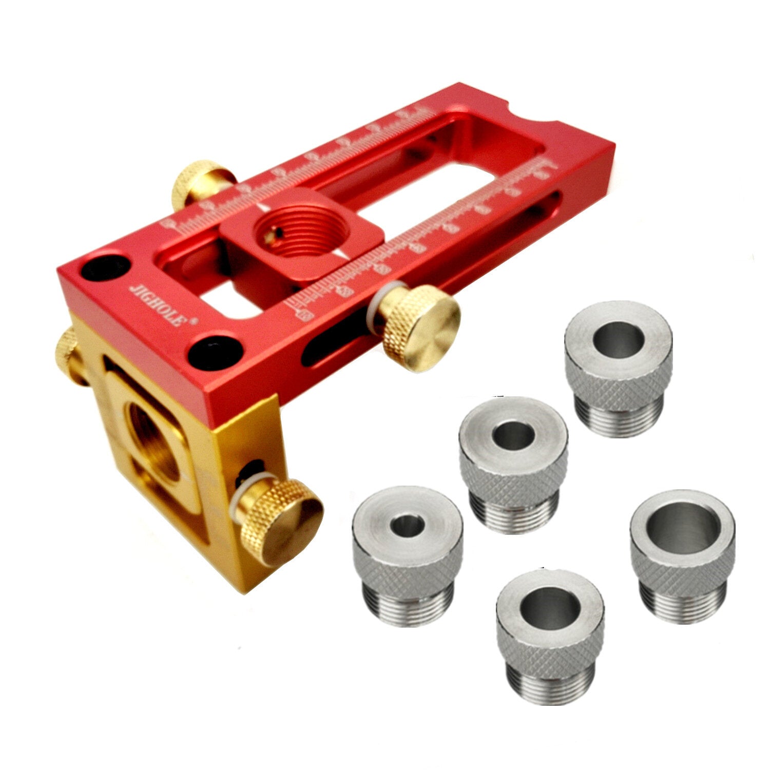 Aluminum Alloy 2 in 1 Screw Jig Adjustable Cross Dowel Drill Guide Woodworking Pocket Hole Jig