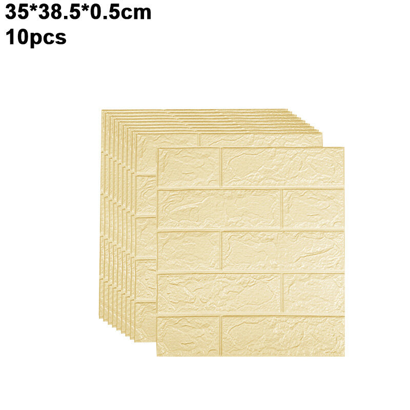 10/20PCS Multi-color Wallpaper Self Adhesive Wall Sticky Foam Brick 3D Texture Wallpaper