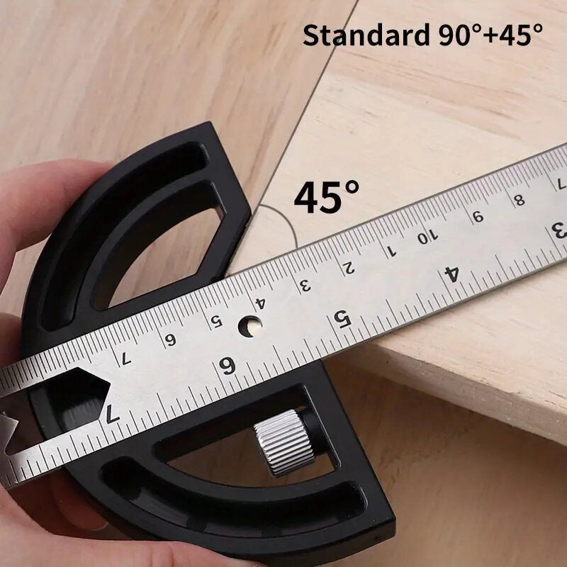 Woodworking Protractor Angle Gauge Ruler Tool - 8" & 12" Aluminum/ABS, Multi-Angle Measurement, Carpenter Essential