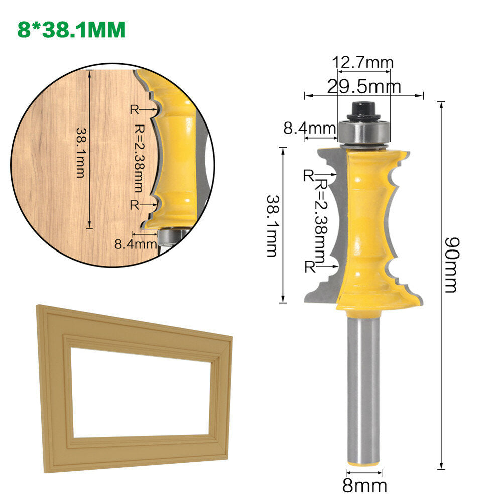 8mm Shank 38mm 64mm Miter Frame Molding Router Bit Line knife Door knife Tenon Cutter for Woodworking Tools