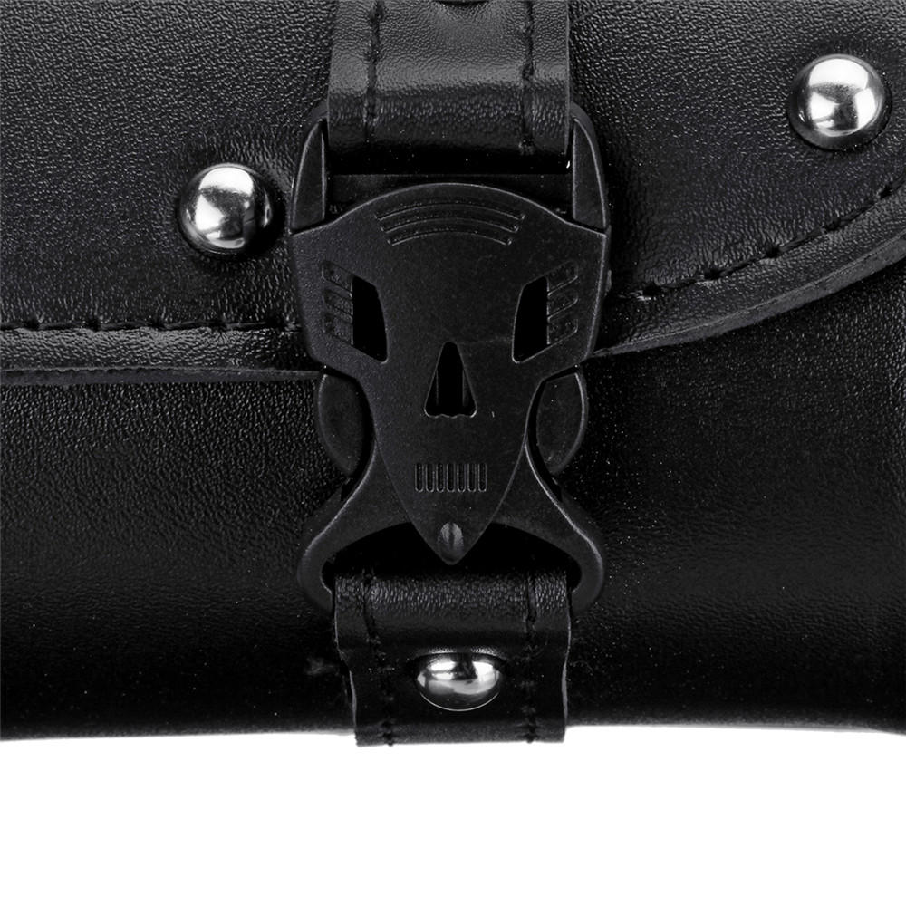 Motorcycle Front Fork Tool Saddlebags Pouch Luggage Black Leather