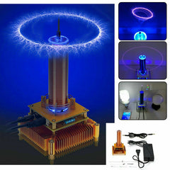 110V-220V Music Tesla Blue Coil Gold Base Finished Product Wireless Transmission Sound Power Model