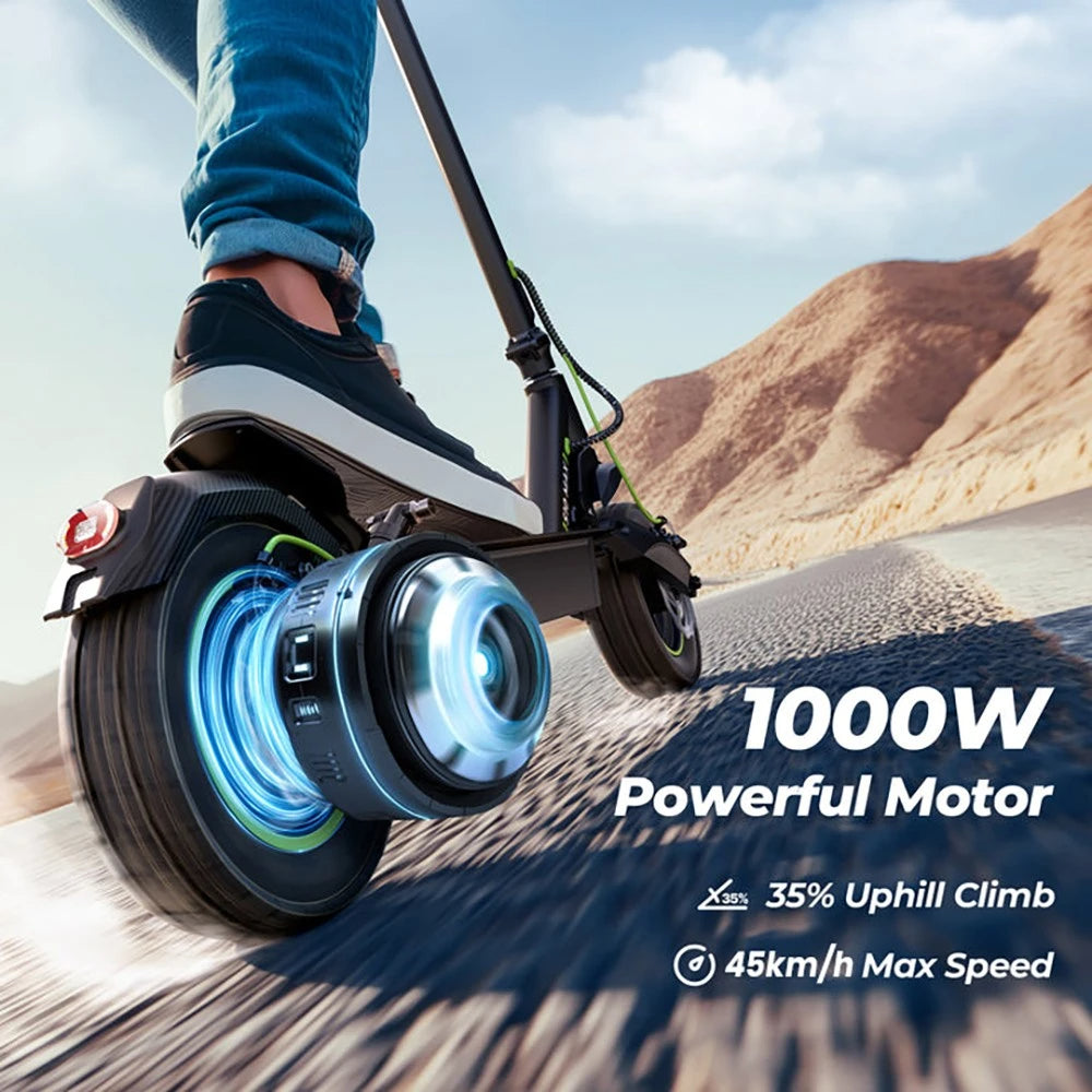 Folding Electric Scooter 48V 15Ah Battery 1000W Motor 25KM/H 10 Inch Tire 60KM Range 150KG Load Capacity Commuter Moped