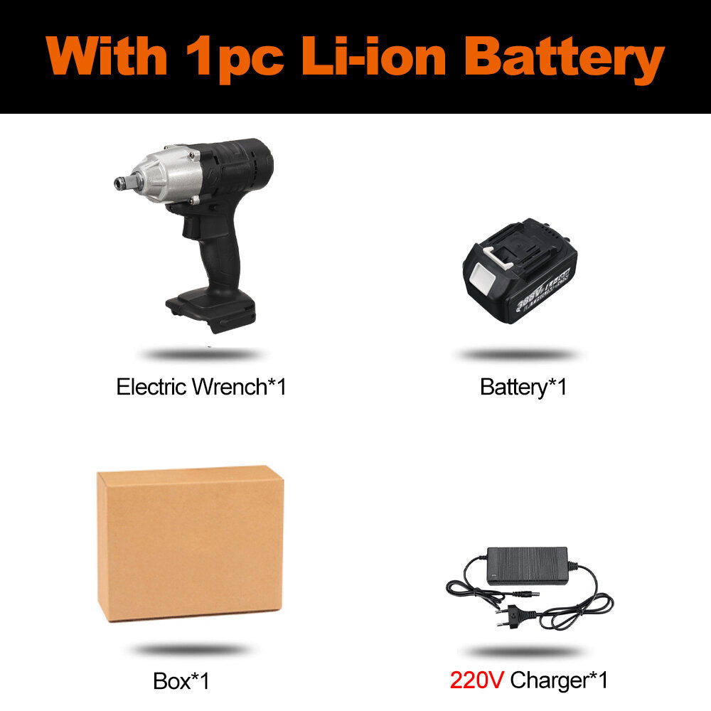 588N.M 1/2" LED Cordless Electric Impact Wrench Drivers Tool W/ None/1/2 Battery Also For Makita 18V Battery