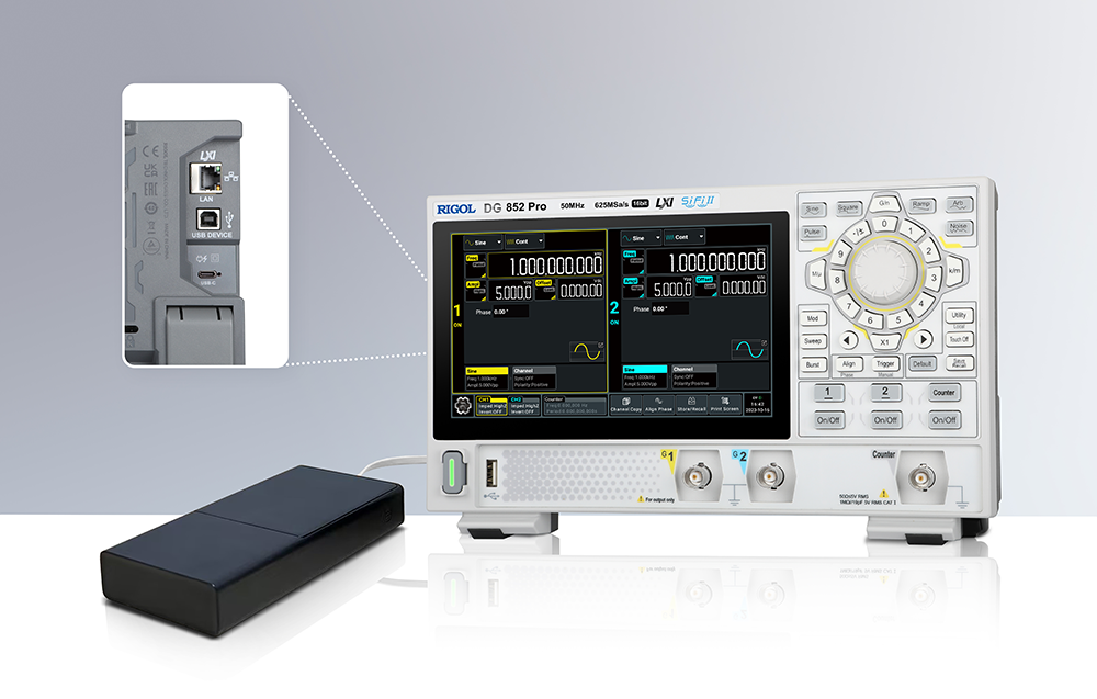 Function Arbitrary Waveform Generator 50MHz 2CH 625MSa/s High Accuracy Portable Design with 7 inch Touch Screen Low Jitter Rich Modulation for Communication Motor Control