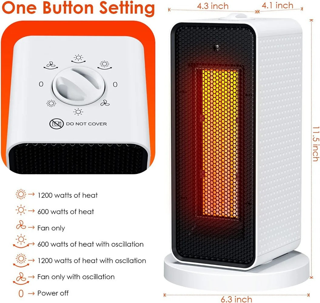 1200W PTC Ceramic Electric Heater, 110V/220V Home & Bathroom Warmer Fan